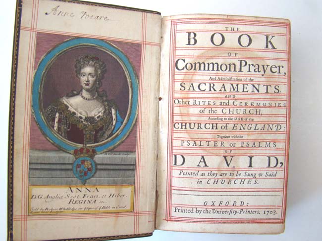 A fine and rare BOOK of COMMON PRAYER printed in Oxford in 1703